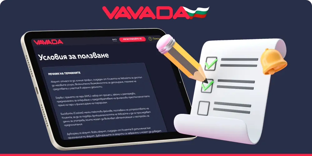 Вавада в България - Следвайте Условията за ползване